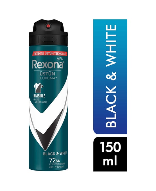 rexona, erkek deodorant, rexona Invisible Black White, rexona invisible, toptan deodorant, toptan kozmetik, 150 ml deodorant