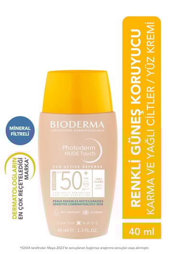 Bioderma Photoderm Nude Touch Renkli Güneş Kremi SPF 50+  40 ml