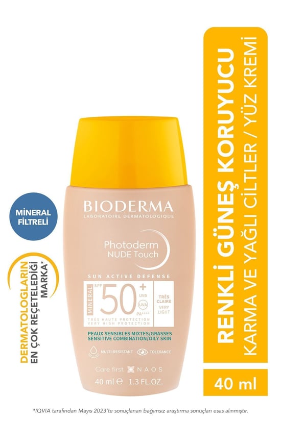 Bioderma Photoderm Nude Touch Renkli Güneş Kremi SPF 50+  40 ml
