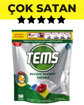 TEMS 4 Etkili Bulaşık Makinesi Kapsül Deterjanı 56 Adet