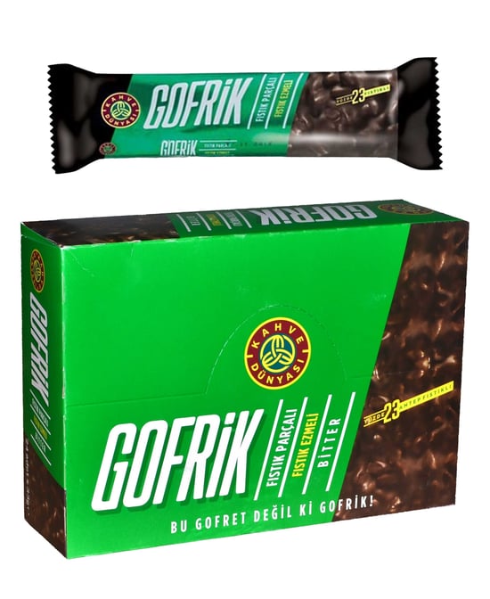 Kahve Dünyası Gofrik Antep Fıstıklı Bitter Çikolata Kaplamalı Gofret 33 g X 24'lü Paket
