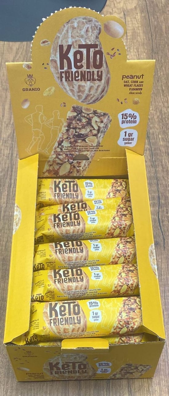 Hünnap Keto Frriendly Yer Fıstıklı Chia ve Keten Tohumlu Bar 40 Gr 24 Adet