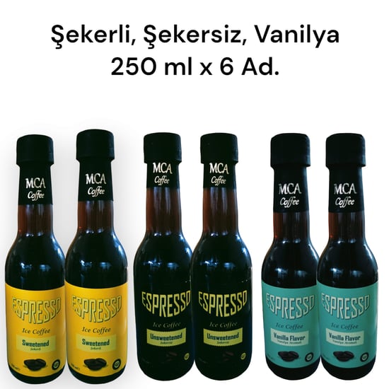 Mca Espresso Soğuk Kahve (Şekersiz,Şekerli,Vanilya) 250 ml x 6 adet