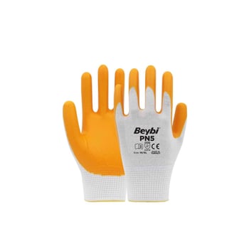 Pn5 Sarı Polyester Örme Nitril Iş Eldiveni 10 Beden