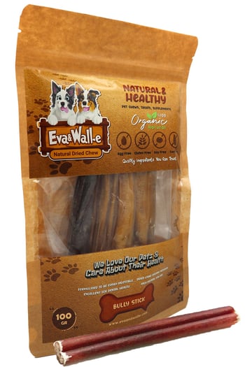 Eva & Walle Köpek Ödül Çubukları Dana Kamış Bully Stick , Taze Kamış Köpek Kemiği Çiğneme Garantili 3 Adet