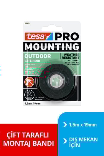 tesa PRO 66751 Dış Mekan Montaj Bandı, 1.5m x 19mm 