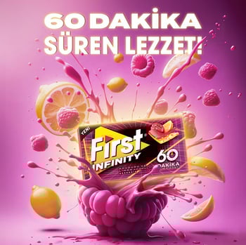 First Infinity 60 Dk Ahududu&Limon Aromalı Sakız 27 gr - 12 Adet