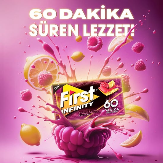 First Infinity 60 Dk Ahududu&Limon Aromalı Sakız 27 gr - 12 Adet