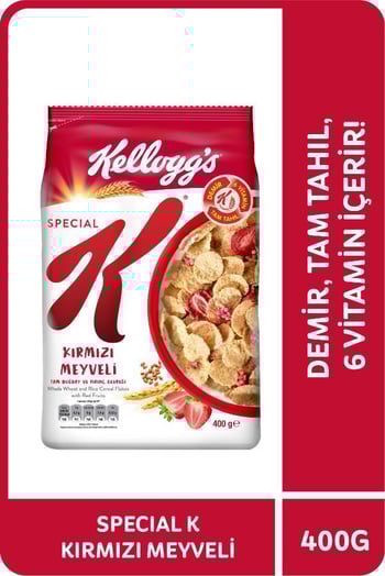 Kellogg's Special K Kırmızı Meyveli Kahvaltılık Tam Buğday ve Pirinç Gevreği 400 Gr,Tam Tahıllı