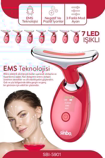 Sinbo SBI-5901 Yüz ve Boyun Bölgesi Sıkılaştırıcı Kırmızı