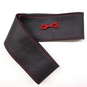 P Parla Tüm Araçlara Uyumlu Vinil Direksiyon Kılıfı, Dikmeli Kırmızı Dikişli