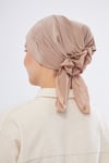Hürrem Bone Bej Pratik Hazır Geçmeli Tesettür Bone Sandy Kumaş İncili Pileli Nervürlü Güllü 1805_12