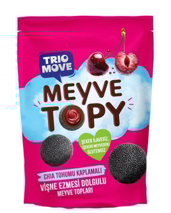 Trio Move Meyve Topy Chıa Tohumu Kaplamalı Vişne Ezmesi Dolgulu Meyve Topları 96 gr