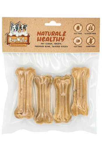 Eva & Walle Doğal Köpek Pres Kemiği Naturel 4 Adet 7cm Küçük Irk Ve Yavru Köpekler Için 20-25 Gr