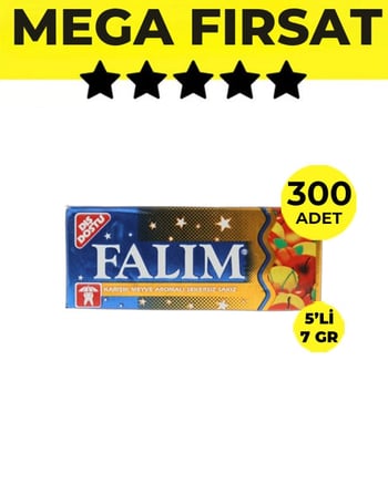 Falım Karışık Meyve Aromalı Sakız (5'li 7gr x 300 Adet) Avantajlı Falım Paketi
