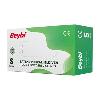 Beybi Pudralı Lateks Eldiven S Beden Beyaz 100'lü