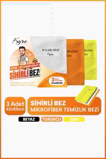 Kyre Sihirli Bez 3 Adet | Mikrofiber Kumaş | Üstün Parlaklık & Temizlik