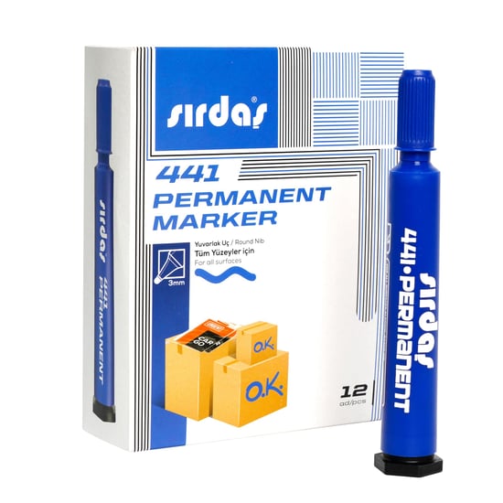 Sirdaş Yuvarlak Uç Mavi̇ Renk Marker Koli̇ Kalemi̇ 3mm