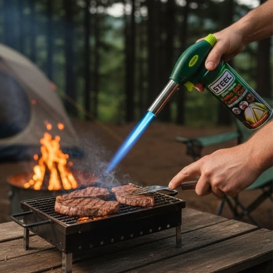 BUFFER® Outdoor Kamp, Piknik ve Tamir İşleri İçin Kamp Gazı Seti – Taşınabilir Pürmüz Alev Tabancası