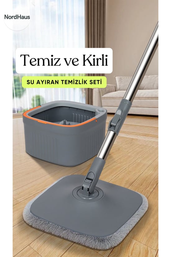 Nordhaus Kirli Su Temiz Su Ayıran Otomatik Temizlik Seti Kare Mop Seti