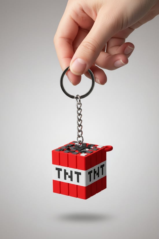 Minecraft TNT Figürlü Anahtarlık