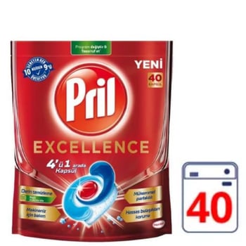 Pril 4 ü 1 Arada Excellence Bulaşık Makinesi Deterjanı 40 Kapsül Tablet