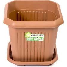 Hak 3 No Kare Saksı 17*15 Cm-Plastik Kare Saksı Tabak Dahil