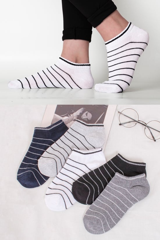 BGK 5 Çift Çizgili Renkli Kadın Çorap 36-41