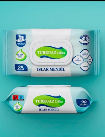 turkuaz lüks ıslak mendıl 90lı