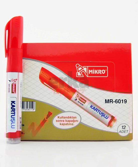 Mikro Kırmızı Tahta Kalemi Kartuşu Mr-6019 12'li Paket