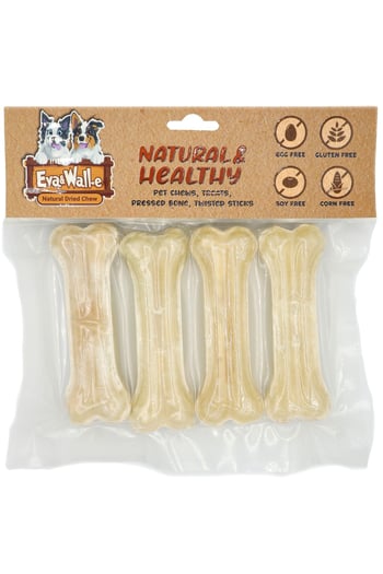 Eva & Walle Köpek Kemiği Beyaz 4’lü – Doğal 10 Cm Çiğneme Kemiği, Küçük Irklar Ve Yavru Köpekler Için