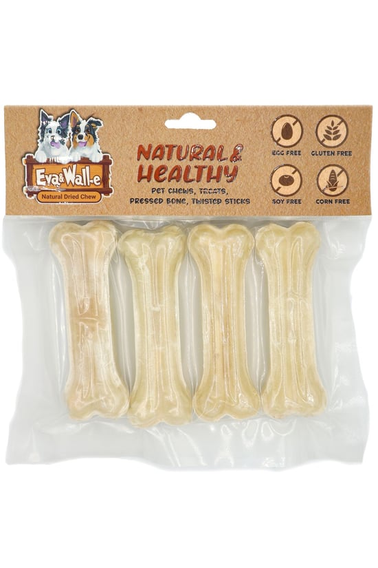 Eva & Walle Köpek Kemiği Beyaz 4’lü – Doğal 10 Cm Çiğneme Kemiği, Küçük Irklar Ve Yavru Köpekler Için