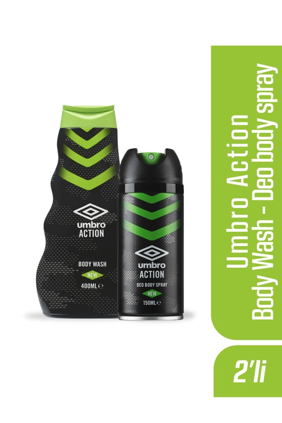 Umbro Erkek Deodorant Sprey 150ml Action + Duş Jeli 400ml Hediye