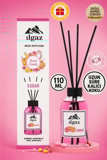 Ilgaz Sweet Candy Bambu Çubuklu Oda Kokusu 110 ml | Red Diffuser Sugar Ortam Kokusu