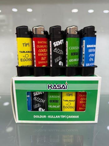 Kasai Taşlı Çakmak Dolumlu Yazılı Sargılı Model (Yeni Ürün)