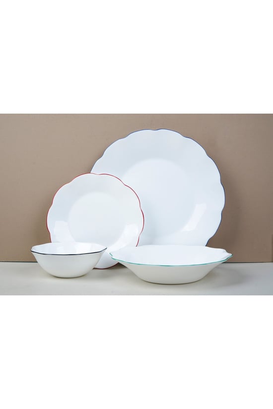 Hilland Nergis Renkli 24 Parça Opal Yemek Takımı 6 Kişilik