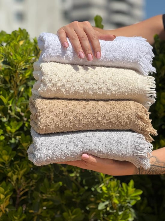 Shal Home 4'lü 50 x 90 Saçaklı El & Yüz Havlu Seti