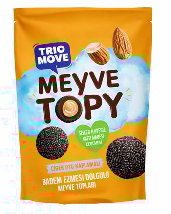 Trio Move Meyve Topy Çörek Otu Kaplamalı Badem Ezmesi Dolgulu Meyve Topları 96 Gr
