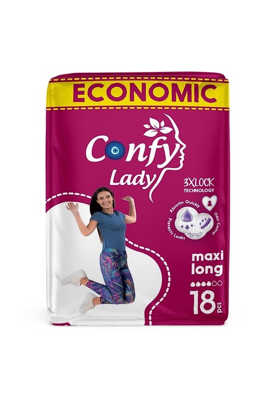 Confy Lady Maxi Long Hijyenik Pedler Eko Paket 18 Adet