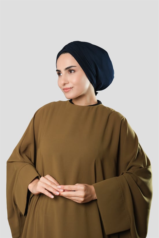 Hürrem Bone Lacivert Drapeli Salaş Tesettür Bone Sandy Büzgülü 2315_02