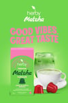 Herby Premium Matcha Kapsül - Nespresso Uyumlu, Çilek ve Vanilya Aromalı, 10'lu Paket