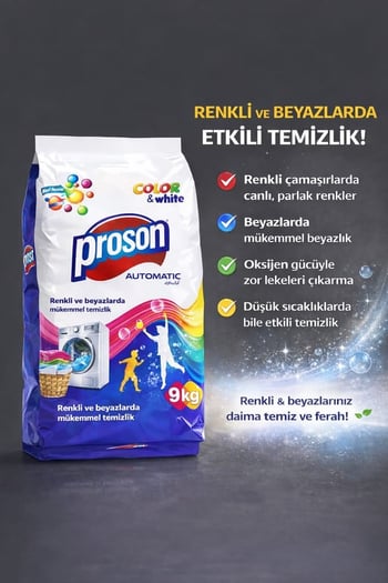 Proson  TOZ MATİK 9 kğ ( COLOR WHİTE ) Renkli ve beyazlara özel