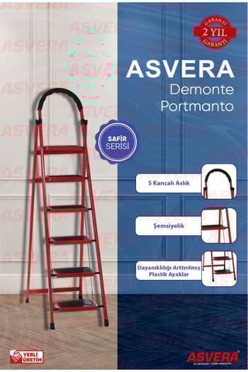 Safir Serisi – Patika 6’lı Ev Tipi Katlanır Merdiven | Bahçe, Ofis, Ev için Dayanıklı