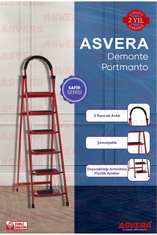 Safir Serisi – Patika 6’lı Ev Tipi Katlanır Merdiven | Bahçe, Ofis, Ev için Dayanıklı