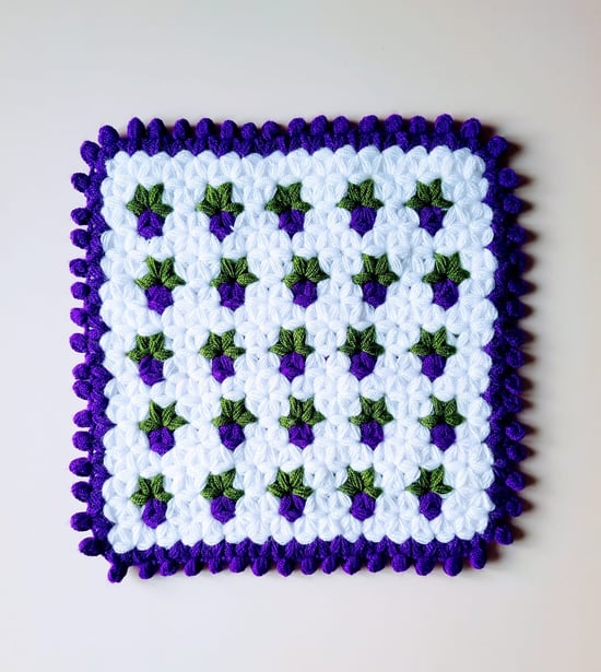 HERŞEY FIRSAT Banyo Lifi Yün El Örmesi Ceyizlik Kare 1 Adet - MAVİ