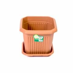 Hak 1 No Kare Saksı 13*11 Cm-Plastik Kare Saksı Tabak Dahil