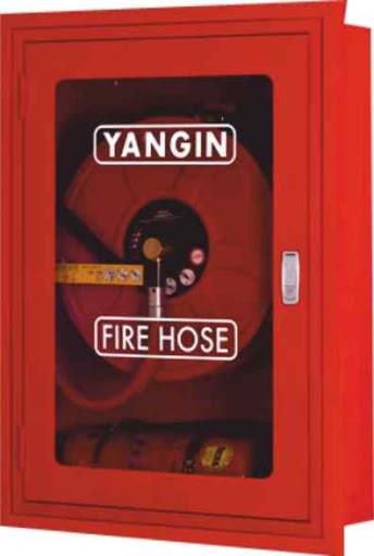 1" Dik Kapaklı Cam Kapak 20 Mt Hortumlu 0.90 Mm Yangın Dolabı Tse