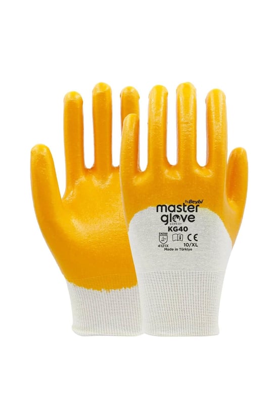 Master Glove Kg40 Sarı Nitril Kaplı Pamuk Ve Polyester Örgü Iş Eldiveni 10 Beden