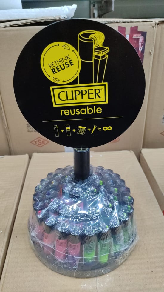 Clipper Micro Soft Renkli Taşlı Çakmak 48 Adet -Standlı