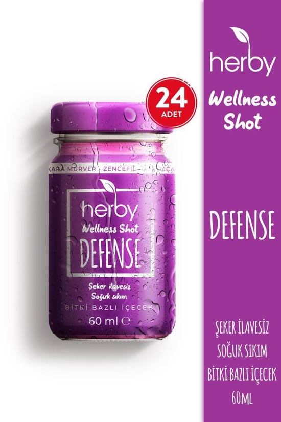 Herby Defense Zencefil Shot 24'lü Paket Bağışıklık Desteği Bitki Bazlı İçecek 60 ml